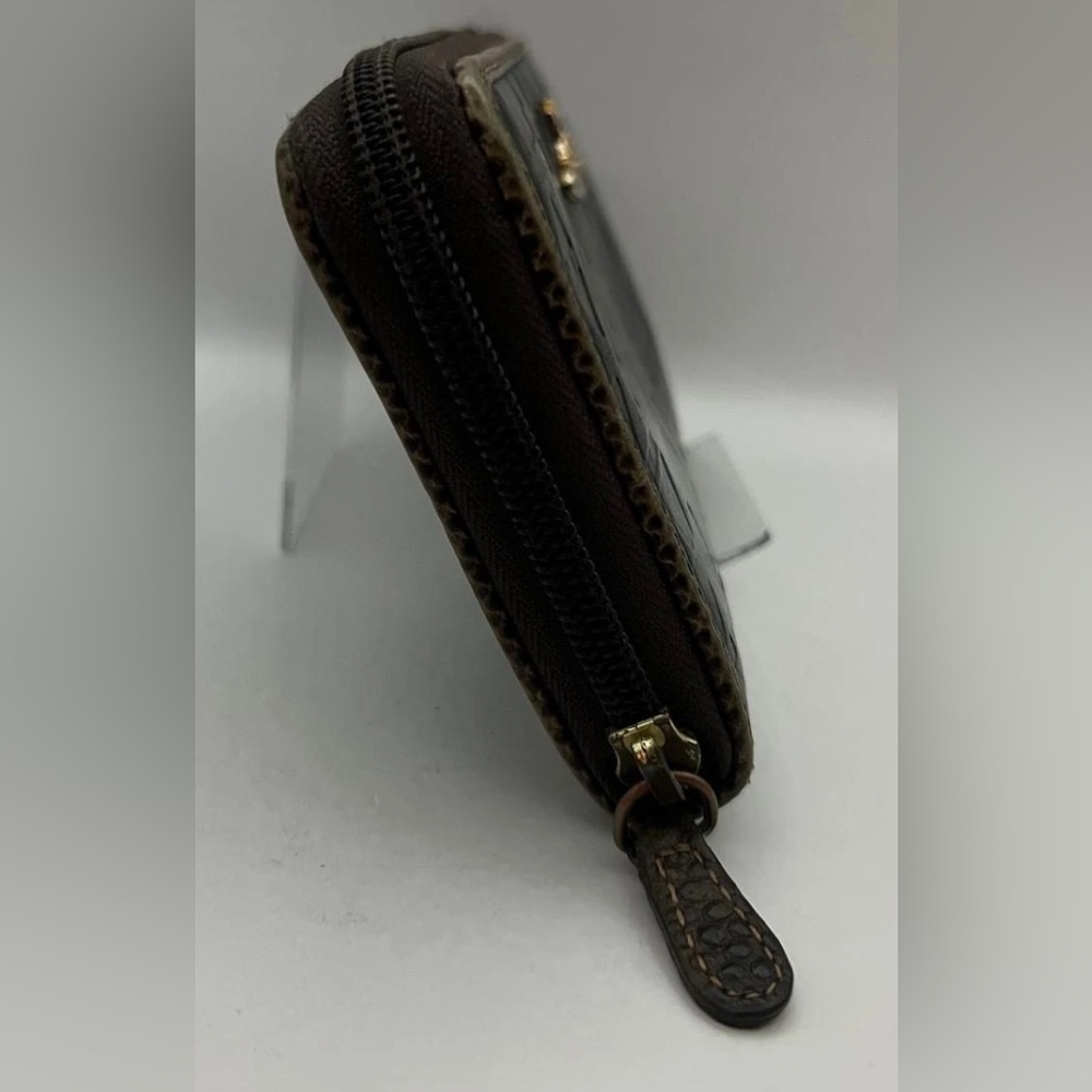 Vivienne Westwood Embossed Black Long Wallet Zip Around Gold Orb w/ Brown rimmed - Picture 4 of 15